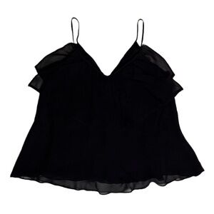 Kenar Black Silk Flowy Layered Camisole Top